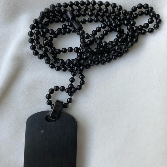 Men’s Stainless Steel Black Dog Tag Pendant - Picture 2 of 3